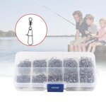 Emerillon de p�che - sec - 210 pcs - bo�te de transport - laiton nickel� - r�sistant