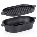R�tissoire en fonte 2 en 1 - vilde - 28x16 cm - 12 l - couvercle 2 en 1 - surface grill