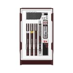Rotring set college: porte - mine 0. 5 + 3 isograph 0. 25 / 0. 35 / 0. 5mm + gomme + tui 12 mines hb ...