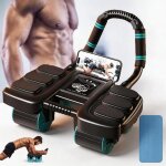 Roue abdominale � rebond automatique ab roller 4 roues stable avec tapis d?entra�nement appui coudes