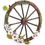 Roue en bois 76x76x35cm d�coration au jardinbistrot et cave ornement vintage avec grain fin