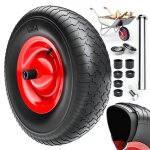 Roue de brouette pneumatique avec axe roue de rechange  390mm largeur 95mm chariot de jardin charrette ...