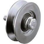 Roue  gorge pour portail - acier - 50 mm - roulement  billes - vee - groove - gris