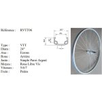 Roue arrière vélo vtt - 24 - simple paroi - freins à patin Roue arrière vélo vtt - 24 - simple paroi - freins à patin