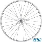 Roue vtc 28 av blocage v - brake jante argent mach1 m110 evolution moy miche magnum 36 t