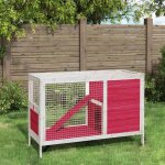 Rouge clapier / enclos / cage conception ventil�e rouge 103x44x695 cm bois de pin massif a547