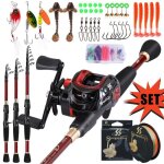 Rouge - moulinet gauche canne 2. 4m - canne  pche casting tlescopique de accessoire portable en fiber ...