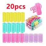Rouleaux de cheveux - bigoudis - 20pcs - sans chaleur - plastique - multi - couleurs
