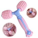 Rouleau de massage - relaxation - masseur musculaire - silicone - 16. 5x6x20cm - rose