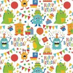 Papier cadeau - monstres danniversaire - 50 cm x 5 m - multicolore - enfant - mixte Papier cadeau - monstres danniversaire - 50 cm x 5 m - multicolore - enfant - mixte