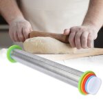 Rouleau à pâtisserie - inox - Échelle de mesure - joints réglables - facile à nettoyer Rouleau à pâtisserie - inox - Échelle de mesure - joints réglables - facile à nettoyer