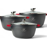 Set de 3 casseroles - royal swiss - set 28 / 32 / 36 cm - aluminium - antiadh�sif - compatible induction ...