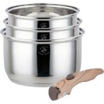 Royal swiss set de casseroles inox 3 pi�ces empilables poign�e amovible tous feux dont induction 1. 9l ...