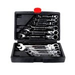 Royalbell lot de 12 clé plate à cliquetavec valise de rangement pour réparation (tête flexible) Royalbell lot de 12 clé plate à cliquetavec valise de rangement pour réparation (tête flexible)