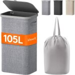 Rteonline panier a linge sale 105l bac a linge avec couverclegrand paniercorbeille a linge avec plastique ...