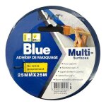Ruban adh�sif - masquage - tous supports - 25mmx25m - bleu - travaux peinture - amt