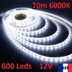 Ruban led - bandeau led strip - 10m - 600 leds - blanc froid - 12v