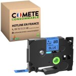 Ruban tze - 521 tz 521 tze521 - compatible pour �tiqueteuse brother p - touch - 9mm x 8m - noir sur bleu ...