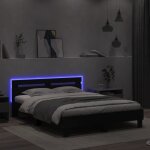 Ruida cadre de lit avec tte de lit et led noir 140x190 cm excellent r004