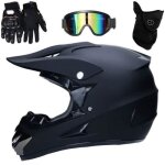 Rumocovo� casque de motocross pour scooter casque de moto homme et femme int�gral en noir mat noir