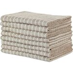 Ryeer de 8 torchons de cuisine en microfibre doux et absorbants 45 x 65 cm kaki kaki eponge