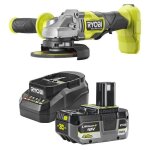 Ryobi - meuleuse dangle brushless - 18v - 125 mm - 8 000 - 9 200 tr / min + 1 batterie 4ah + chargeur ...