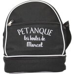 Sac bandoulire - personnalis - noir - 3 boules de ptanque - mousse de protection - poche zippe