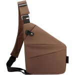 Sac � bandouli�re antivol en nylon imperm�able pour homme et femme - marron