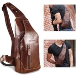 Sac � bandouli�re � dos homme bullcaptain marron vintage retro cuir v�ritable design