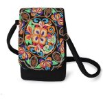 Sac � bandouli�re - ethnique boho - mini sac hippie - toile durable - sangle r�glable - broderie color�e ...