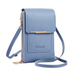 Sac  bandoulire - femme - pochette tlphone portable - cuir synthtique - bleu - multifonctionnel