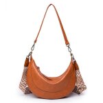 Sacs  bandoulire femme en similicuir pu forme besace banane - insfity - marron - mode vintage
