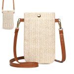 Sac à bandoulière - femme - sac téléphone portable - tissage de paille - couleur beige - décontracté Sac à bandoulière - femme - sac téléphone portable - tissage de paille - couleur beige - décontracté