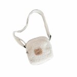 Sac  bandoulire - funmoon - en forme pour filles - peluche - zippe - blanc
