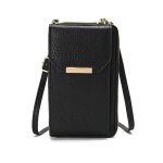 Sac  bandoulire - funmoon - petite pochette en cuir souple - couleur noire - zippe - pour femmes