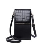 Sac  bandoulire - funmoon - pochette en cuir pu - noir - zippe - brillant