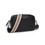 Sac � bandouli�re - funmoon - vintage - cuir de vache - zipp�e - noir