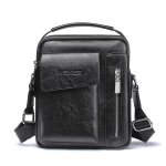 Sac  bandoulire homme dcontract vintage b - ecelen - noir - cuir pu - bandoulire - 20 cm x 25 cm ...