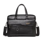Sac  bandoulire - homme - mallette grande capacit - cuir pu - noir - 38x11x30 cm