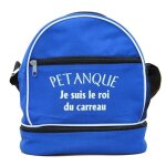 Sac bandouli�re - je suis le roi du carreau - bleu - 3 boules de p�tanque - r�glable - polyester 600d ...