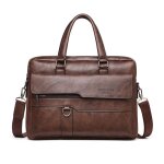 Sac  bandoulire - marque - mallette homme - cuir pu - marron fonc - grande capacit