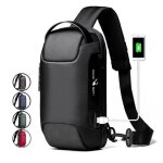 Sac  bandoulire tanche oxford usb pour homme - ecelen - cuir - noir