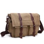 Sac bandoulière sacoche homme en toile vintage sac dépaule multifonction couleur unie - kaki Sac bandoulière sacoche homme en toile vintage sac dépaule multifonction couleur unie - kaki