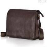 Sac besace  bandoulire - hucoco - s11 - cuir cologique - marron - format a4
