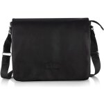 Sac besace  bandoulire - hucoco - s11 - cuir cologique - noir - format a4 compatible
