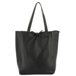 Sac cabas double tree en cuir vritable noir - l 28. 5 cm x h 37 cm x l 13. 5 cm