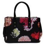 Sac cabas - christian lacroix - mily - noir - imprim floral - 2 anses et bandoulire amovible