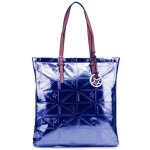 Sac cabas - thierry mugler - caprice 1 - bleu - effet vernis - motif g�om�trique