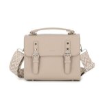 Sac cartable avec bandouli�re � broderie femme taille moyenne - beige