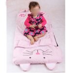 Sac de couchage enfant duvet enfant avec oreiller - chat rose - 140 * 60cm - camping